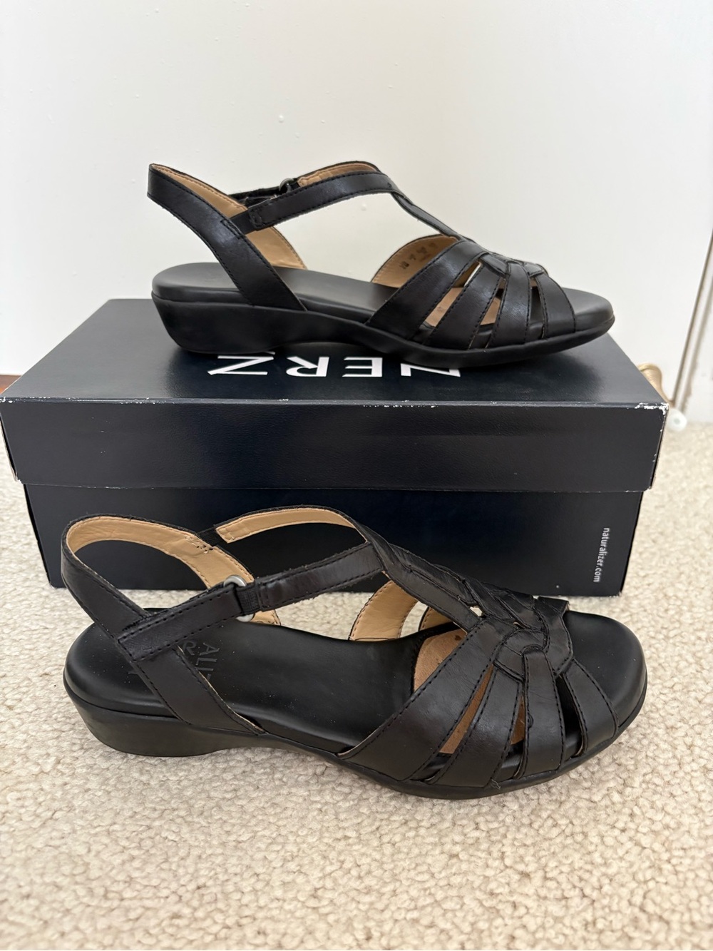 Naturalizer Black Slingback Wedge Sandals